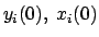 $y_i(0),\ x_i(0)$