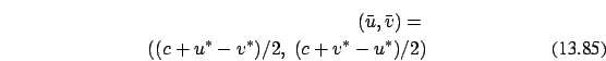 \begin{eqnarray}(\bar{u},\bar{v})=\nonumber \\
((c+u^*-v^*)/2,\ (c+v^*-u^*)/2)
\end{eqnarray}