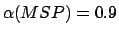 $\alpha(MSP)=0.9$
