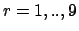 $r=1,..,9$