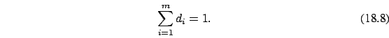 \begin{eqnarray}
\sum_{i=1}^m d_i= 1.
\end{eqnarray}