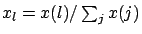 $x_l=x(l) / \sum_j x(j)$